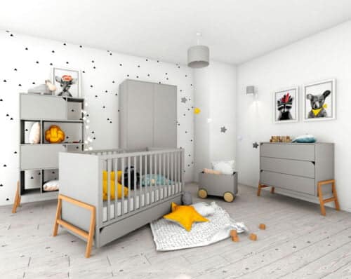Babyzimmer Lotta in Grau bei Zimmeria.de Kommode Babybett Schrank Regal